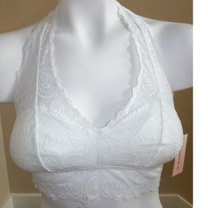 Womens Blake & Co. Lace Halter Bra Bralette Size Med Large White padded NWT